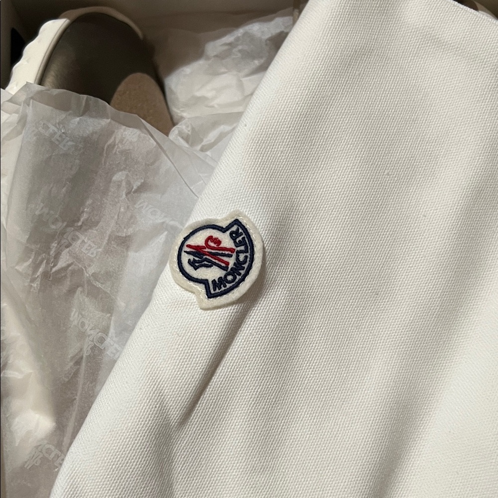 Moncler Beige sneakers. Brand new with two Moncler logo shoe bag.
